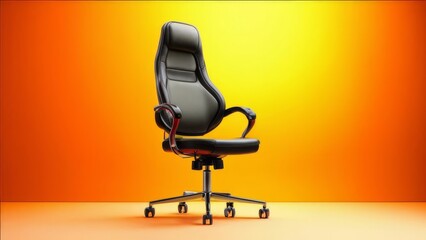 Computer chair in the middle of a bright background.