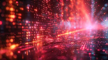 Obraz premium Glowing Futuristic Grid with Radiant Data Visualizations and Cinematic Lighting