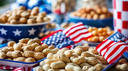 Patriotic Themed Snacks with Peanuts and American Flags