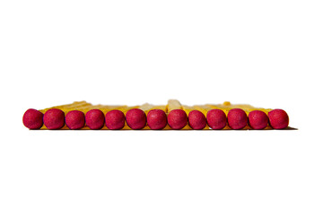 Isolated shot of matchsticks with red tip on a transparent background. 