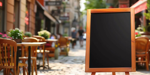 Chalkboard Menu Sign on Sidewalk Cafe Street