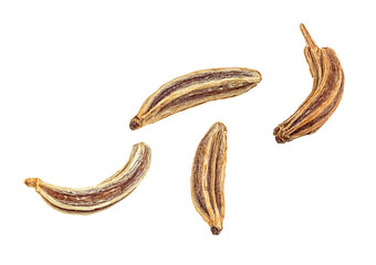 Organic cumin seeds isolated on a white background, macro. Caraway on white background.