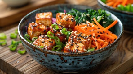 Sesame topped Tofu in a Bowl Wholesome and Plant Based Cuisine