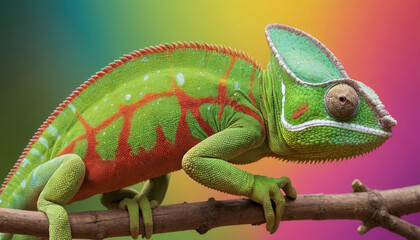 Obraz premium Vibrant Chameleon Perched on a Branch