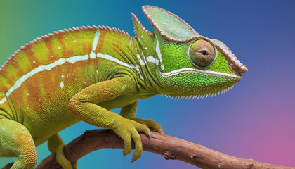 Vibrant Chameleon Perched on a Branch