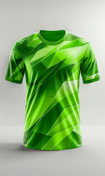 Soccer jersey 3d designed with printing, front view, isolated background.