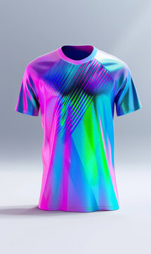 Soccer jersey 3d designed with printing, front view, isolated background.