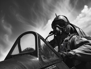 Fighter Pilot in Monochrome