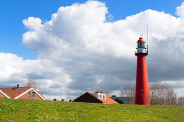 Red lighthouse in Holland - 794391757
