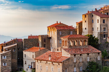 Lama, a hilltop town nestled in the mountains. Balagne,Corsica, France. Lama, a picturesque...
