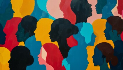 Illustration of colorful individuals celebrates diversity, embodying unity and inclusion in dynamic harmony.