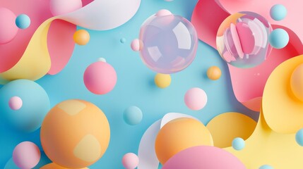 Abstract paper shapes floating in a cute 3D space  AI generated illustration
