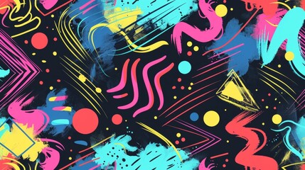 Abstract patterns in neon colors with a cute twist  AI generated illustration