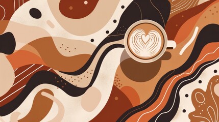 Abstract shapes and patterns inspired by the taste of coffee in a cute design  AI generated illustration