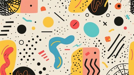 Abstract shapes in a cute Memphis style  AI generated illustration