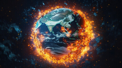 Obraz na płótnie Canvas Connect Planet Earth, Global Warming Concept