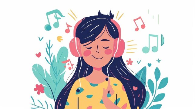 Adorable illustration of a music vlogger sharing favorite tunes  AI generated illustration
