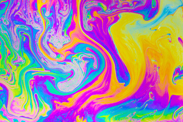 Psychedelic multicolored background abstract. Rainbow colors. patterns background. Photo macro shot of soap bubbles