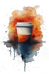 illustration of a coffee mug to go isolated against transparent background