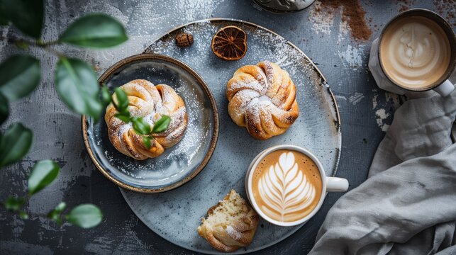 scandi treat with coffee, Swedish fika, coffee break, 16:9