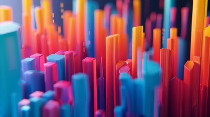 An abstract 3D representation of a growing market with dynamic shapes and colors      AI generated illustration