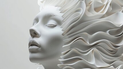 An abstract and surreal 3D sculpture symbolizing the beauty of a healthy mind       AI generated illustration
