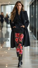 Professional Businesswoman Wearing Bright Pink Floral Trousers. Inappropriate Business Attire. The Wrong Trousers.