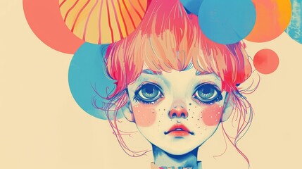 An adorable and whimsical persona in a colorful style      AI generated illustration