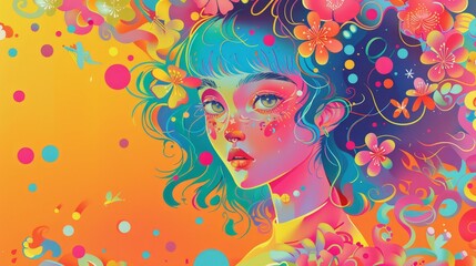 An adorable and whimsical persona in a colorful style       AI generated illustration