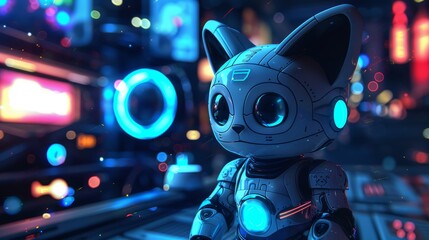 An adorable animal character in a futuristic 3D style       AI generated illustration