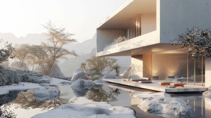 Architectural landscape with a soft and dreamy aesthetic      AI generated illustration