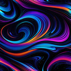 Fototapeta premium Liquid rainbow space illustration with holographic 3D abstract shapes. Vibrant colors cosmic dance, surreal, luminescent spectacle wallpaper background
