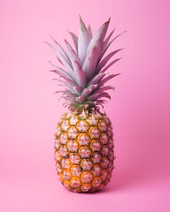 super realistic photo of a pink pineapple on a pink background, super delicate colors сreated with Generative Ai