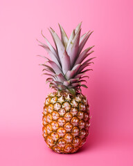 super realistic photo of a pink pineapple on a pink background, super delicate colors сreated with Generative Ai