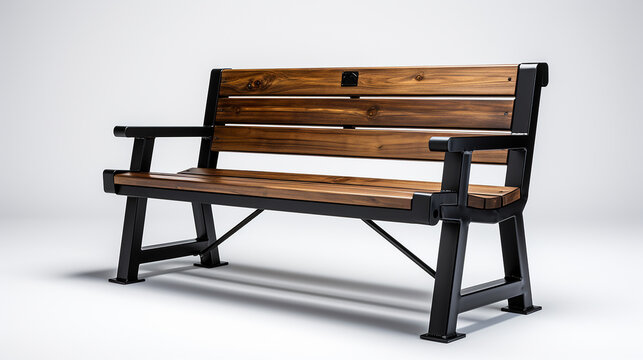 a photo of wooden park bench made with generative AI