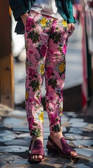 Professional Businessman Wearing Bright Pink Floral Trousers. Inappropriate Business Attire. The Wrong Trousers.
