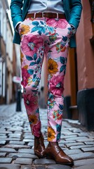Professional Businessman Wearing Bright Pink Floral Trousers. Inappropriate Business Attire. The Wrong Trousers.