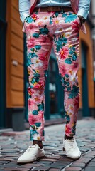 Professional Businessman Wearing Bright Pink Floral Trousers. Inappropriate Business Attire. The Wrong Trousers.