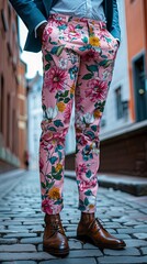 Professional Businessman Wearing Bright Pink Floral Trousers. Inappropriate Business Attire. The Wrong Trousers.