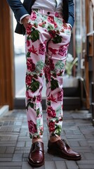 Professional Businessman Wearing Bright Pink Floral Trousers. Inappropriate Business Attire. The Wrong Trousers.