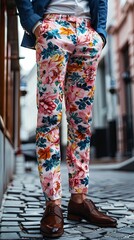 Professional Businessman Wearing Bright Pink Floral Trousers. Inappropriate Business Attire. The Wrong Trousers.
