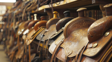The creaking of leather saddles can almost be heard a the rows of shelves filled with Western literature. .