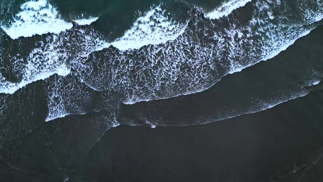 Nature Video Amazing Ocean Wave Top-Down Aerial View Shot. Nature and Travel Concept.