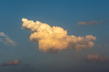 Golden cumulus cloud at sunset, Ranikot, Sindh, Pakistan
