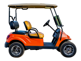 Orange golf cart side view