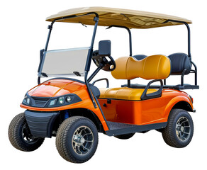 Orange golf cart side view