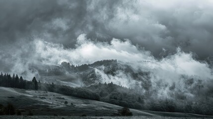 Hills under assault by Clouds