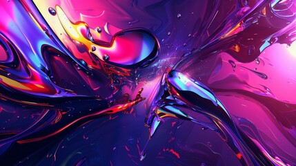 Bold and bright neon colored abstract art in a 3D style  AI generated illustration