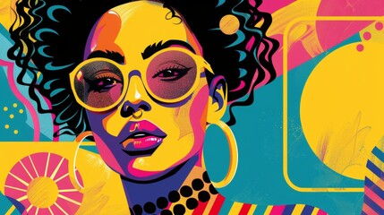 Bold and colorful Memphis-inspired babe girl artwork  AI generated illustration