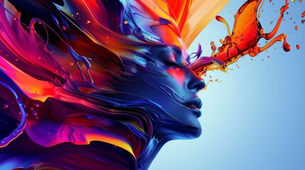 Bold and colorful render of a babe girl in abstract form  AI generated illustration